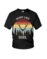 Retro Hunt Like A Girl Shirt Hunting Girl Gift Funny Vintage Youth T-Shirt tile