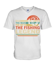 Mens Vintage Bass Fishing Dad Man The Myth The Legend Fisherman Classic V-Neck T-Shirt tile