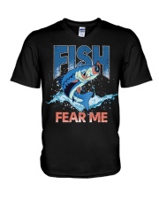 Fish Fear Me Funny Fisherman Gift Idea Fishing Fish V-Neck T-Shirt tile