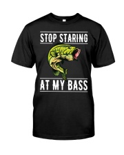 Mens Fishing Gift Men Stop Staring At My Bass Funny Fish Saying Premium Fit Mens Tee tile