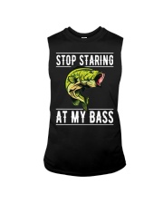 Mens Fishing Gift Men Stop Staring At My Bass Funny Fish Saying Sleeveless Tee tile