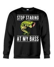 Mens Fishing Gift Men Stop Staring At My Bass Funny Fish Saying Crewneck Sweatshirt tile