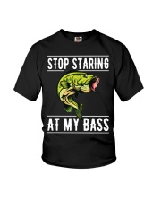 Mens Fishing Gift Men Stop Staring At My Bass Funny Fish Saying Youth T-Shirt tile