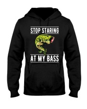 Mens Fishing Gift Men Stop Staring At My Bass Funny Fish Saying Hooded Sweatshirt tile