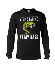 Mens Fishing Gift Men Stop Staring At My Bass Funny Fish Saying Long Sleeve Tee tile