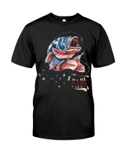 Reel Cool Papa Fathers Day Bass Fishing American Flag Classic T-Shirt front