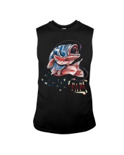 Reel Cool Papa Fathers Day Bass Fishing American Flag Sleeveless Tee tile