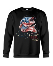 Reel Cool Papa Fathers Day Bass Fishing American Flag Crewneck Sweatshirt tile