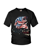 Reel Cool Papa Fathers Day Bass Fishing American Flag Youth T-Shirt tile