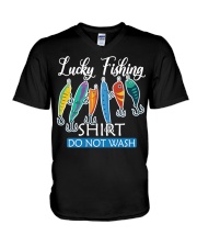 lucky fishing t shirt V-Neck T-Shirt tile