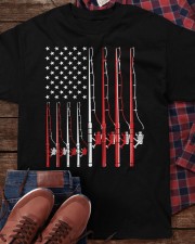 Fishing Pole Shirt Patriotic American Flag 4Th Of July Classic T-Shirt apparel-classic-tshirt-lifestyle-front-270