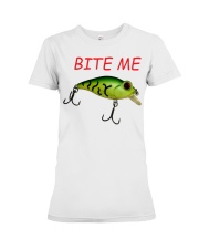 Mens Bite Me Fishing Lover Gift Premium Fit Ladies Tee tile