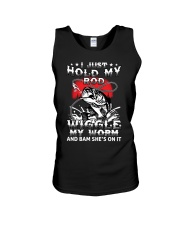 Funny Fishing I Just Hold My Rod Wiggle Unisex Tank tile