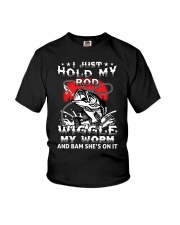 Funny Fishing I Just Hold My Rod Wiggle Youth T-Shirt tile