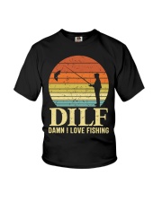 Dilf Damn I Love Fishing Sunset Funny Fisherman Dad Papa Men Youth T-Shirt tile