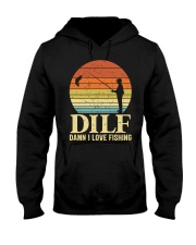 Dilf Damn I Love Fishing Sunset Funny Fisherman Dad Papa Men Hooded Sweatshirt tile