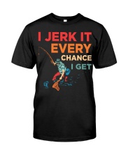 I Jerk It Every Chance I Get Fisherman With Fishing Rod Premium Fit Mens Tee tile