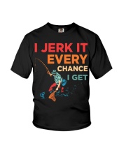 I Jerk It Every Chance I Get Fisherman With Fishing Rod Youth T-Shirt tile