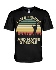 Fisherman Gift I Like Fishing And Maybe 3 People V-Neck T-Shirt tile