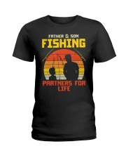 Father Son Fishing Partners For Life Retro Matching Dad Gift Ladies T-Shirt tile