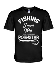 Fishing Reel Pike Fishing Saved Me From Becoming A Pornstar V-Neck T-Shirt tile