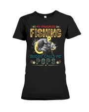 Mens Mens My Favorite Fishing Buddy Calls Me Pops Fathers Day Premium Fit Ladies Tee tile