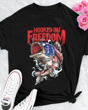 Hooked On Freedom Fishing American Flag Classic T-Shirt apparel-classic-tshirt-lifestyle-front-192