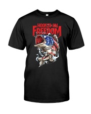 Hooked On Freedom Fishing American Flag Classic T-Shirt front