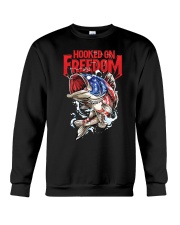 Hooked On Freedom Fishing American Flag Crewneck Sweatshirt tile