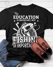 Education Is Important But Fishing Is Importanter Gif Classic T-Shirt apparel-classic-tshirt-lifestyle-front-216