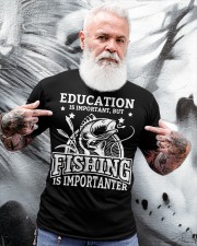 Education Is Important But Fishing Is Importanter Gif Classic T-Shirt apparel-classic-tshirt-lifestyle-front-267