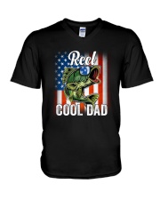 Reel Cool Dad Fishing American V-Neck T-Shirt tile