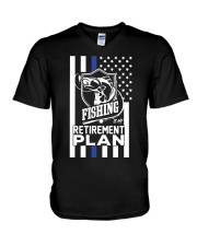 Thin Blue Line Fishing Is My Retirement Plan Shirt Police V-Neck T-Shirt tile