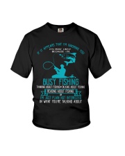 Busy Thinking Talking Reading About Fishing Funny Gift Youth T-Shirt tile