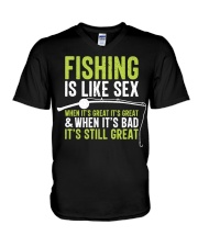 Fishing Is Like Sex Funny Dad Joke Gift For Fisherman V-Neck T-Shirt tile