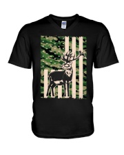 Funny Camouflage American Deer V-Neck T-Shirt tile