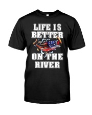 Life Is Better On The River Bass Fish Fishing Gift Premium Fit Mens Tee tile