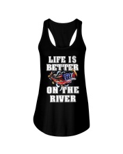 Life Is Better On The River Bass Fish Fishing Gift Ladies Flowy Tank tile