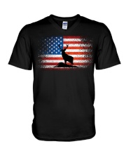 American Deer Hunter Patriotic Vintage V-Neck T-Shirt tile