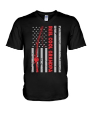 Reel Cool Grandpa Fishing American Flag V-Neck T-Shirt tile