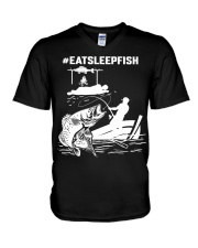 Eat Sleep Fish Hashtag Fishing V-Neck T-Shirt tile