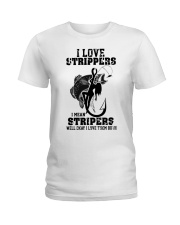 I Love Strippers I Mean Stripers Funny Fishing Gift Idea Ladies T-Shirt tile