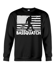 Bassquatch Funny Bigfoot Fisherman American Flag Fishing Crewneck Sweatshirt tile
