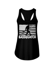 Bassquatch Funny Bigfoot Fisherman American Flag Fishing Ladies Flowy Tank tile