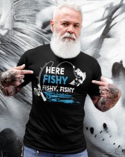 Here Fishy Funny Fishing Fishermen Classic T-Shirt apparel-classic-tshirt-lifestyle-front-267