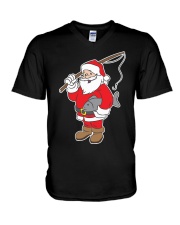 Xmas Santa Funny Cute Fishing Christmas V-Neck T-Shirt tile