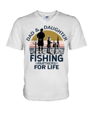 Dad And Daughter Fishing Partners For Life Vintage V-Neck T-Shirt tile