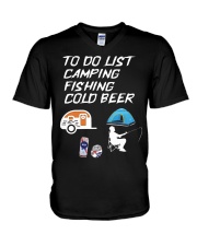 Camping Fishing Beer Shirt Funny To Do List V-Neck T-Shirt tile