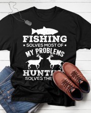 Fishing Solves Most Of My Problems Funny Gift For Hunter Classic T-Shirt apparel-classic-tshirt-lifestyle-front-216