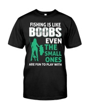 Fishing Is Like Boobs Even The Small Ones Are Fun To Play With Humor Fishing Girl Holding Premium Fit Mens Tee tile